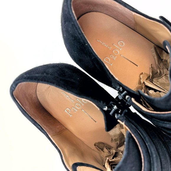 Linea Paolo Ivy Black Suede Pointy Toe Buckle Stiletto High Heel Bootie Size 9 - Picture 11 of 12